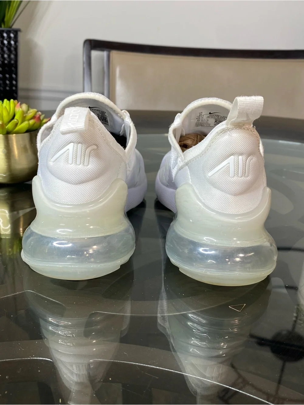 Nike Air Max 270 Triple White Women's Running Shoes Size 4 Youth